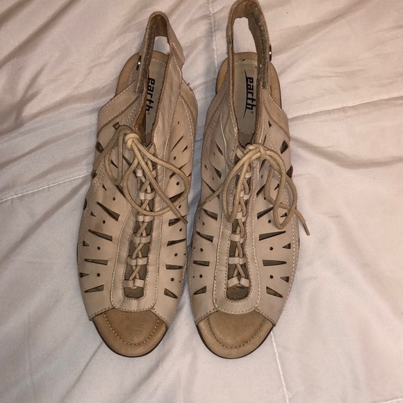 Earth Women's Beige Lace-Up Sandals - Picture 1 of 7